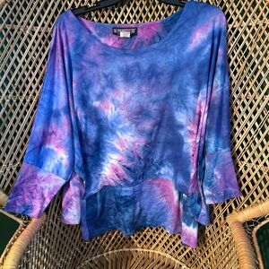The Pyramid Collection Tie-Dye Blouse - Blue and Purple